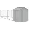 Chicken Cage with Run Light Gray 46.1"x159.4"x48.4" Galvanized Steel