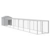 Chicken Cage with Run Light Gray 46.1"x320.1"x48.4" Galvanized Steel