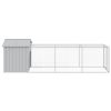 Chicken Cage with Run Light Gray 46.1"x159.4"x48.4" Galvanized Steel