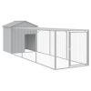 Chicken Cage with Run Light Gray 46.1"x159.4"x48.4" Galvanized Steel