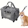 Cat Dog Carrier with Wheels Airline Approved Rolling Pet Carrier with Telescopic Handle Shoulder Strap