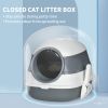 PawHut Cat Litter Box with Lid, Covered Litter Box w/ High Sides, Air Freshener, Large Two-Way Entrance Kitty Litter Box, Foldable, Easy Clean, White