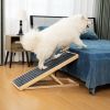 39" Long Wooden Pet Ramp, Folding Dog Cat Ramp with Height Adjustment From 15.8" to 23.6" and Non-Slip Mat for Bed Couch, Natural