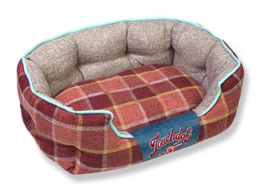 Touchdog 'Archi-Checked' Designer Plaid Oval Dog Bed (Color: Red, size: medium)