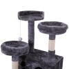 Cat Tree Cat Tower with Scratching Ball, Plush Cushion, Ladder and Condos for Indoor Cats, Gray XH