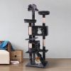 Cat Tree Cat Tower with Scratching Ball, Plush Cushion, Ladder and Condos for Indoor Cats, Gray XH