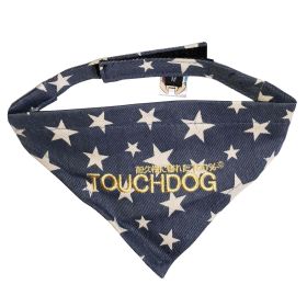 Touchdog 'Bad-to-the-Bone' Star Patterned Fashionable Velcro Bandana (Color: Blue, size: large)