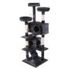 Cat Tree Cat Tower with Scratching Ball, Plush Cushion, Ladder and Condos for Indoor Cats, Gray XH