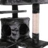 Cat Tree Cat Tower with Scratching Ball, Plush Cushion, Ladder and Condos for Indoor Cats, Gray XH